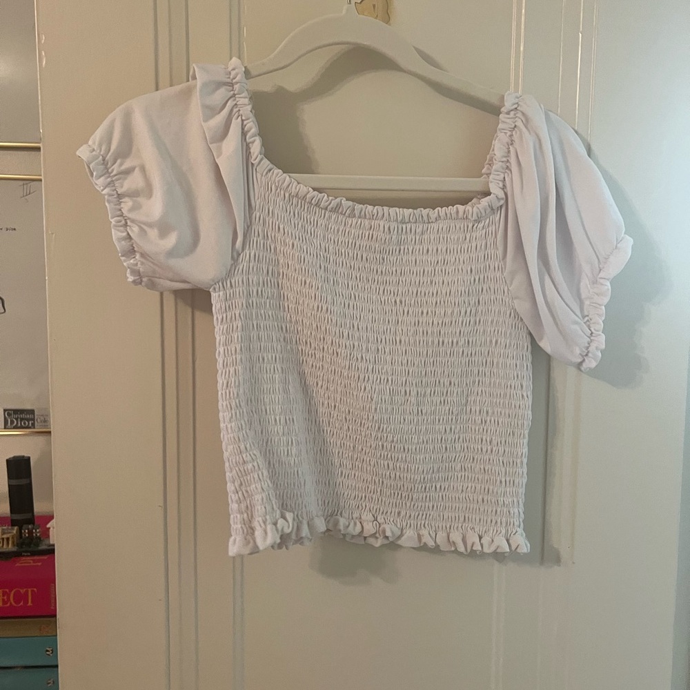 Smocked puff sleeve top